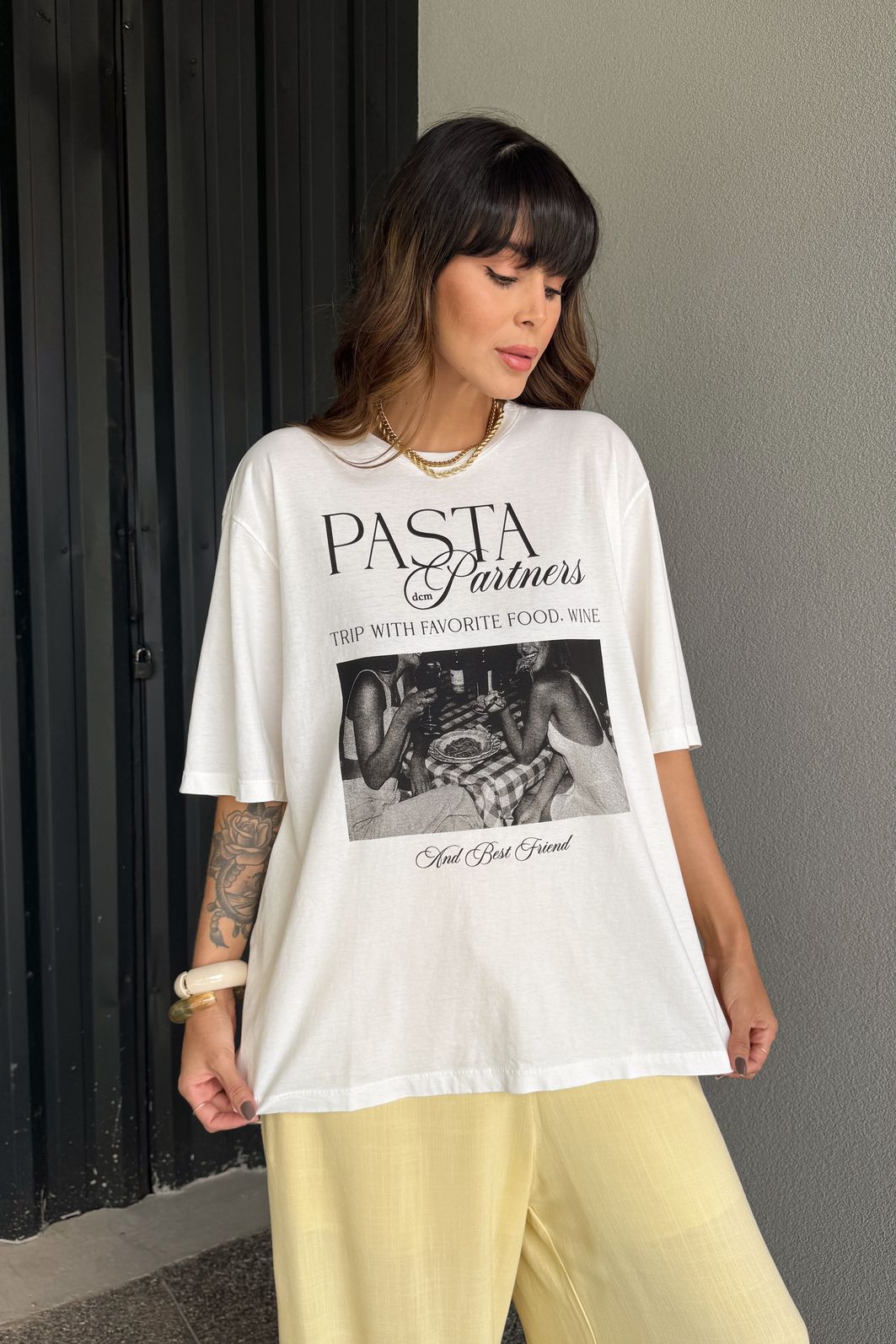 T-SHIRT OVERSIZED PASTA PARTNERS OFF WHITE T-SHIRT OVERSIZED PASTA PARTNERS OFF WHITE