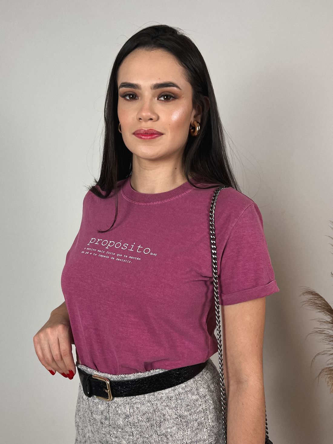 Tshirt Premium - Propósito - Vinho Estonado Tshirt Premium - Propósito - Vinho Estonado