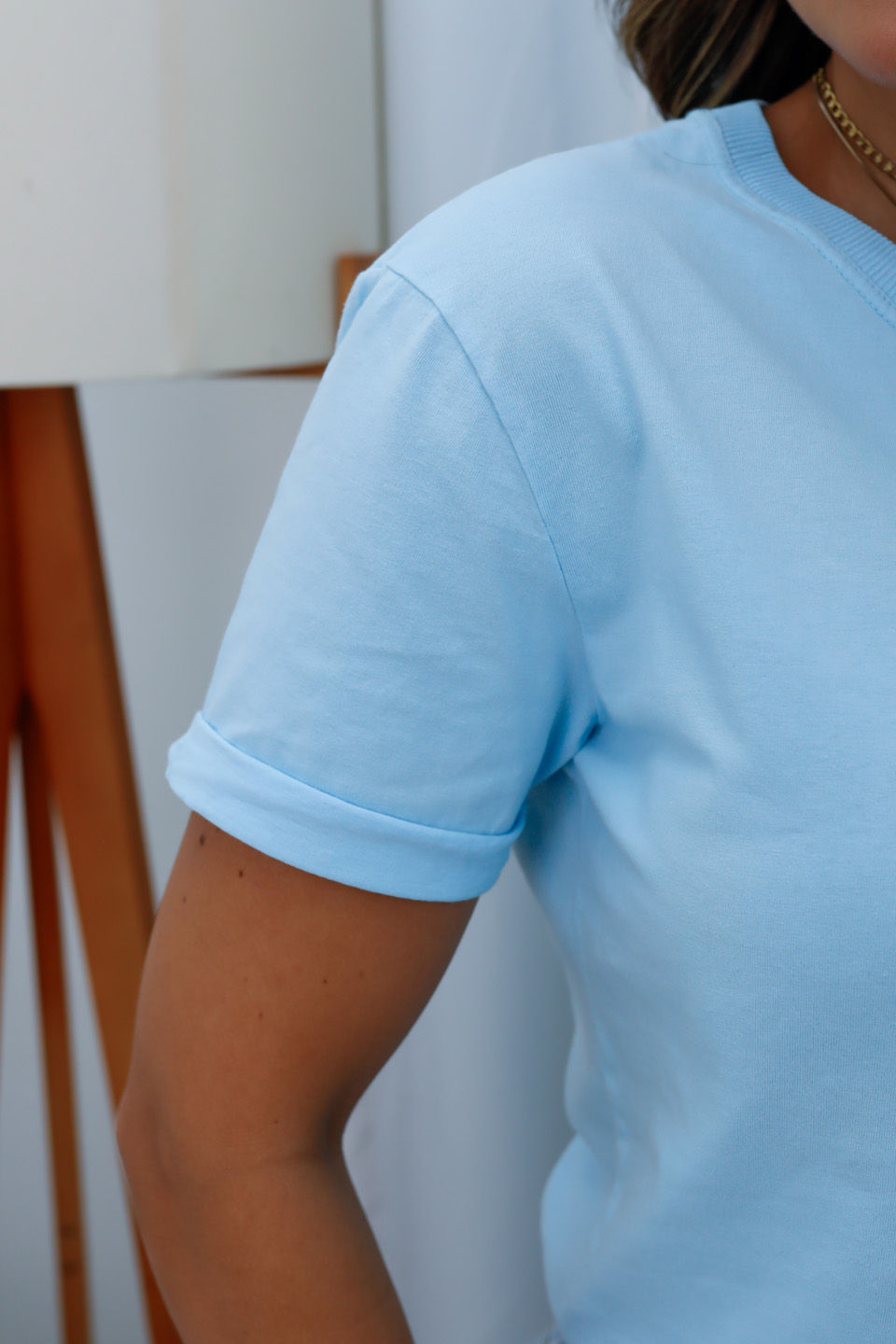 Tshirt Premium - Seja Luz, Seja amor - Azul Bebê