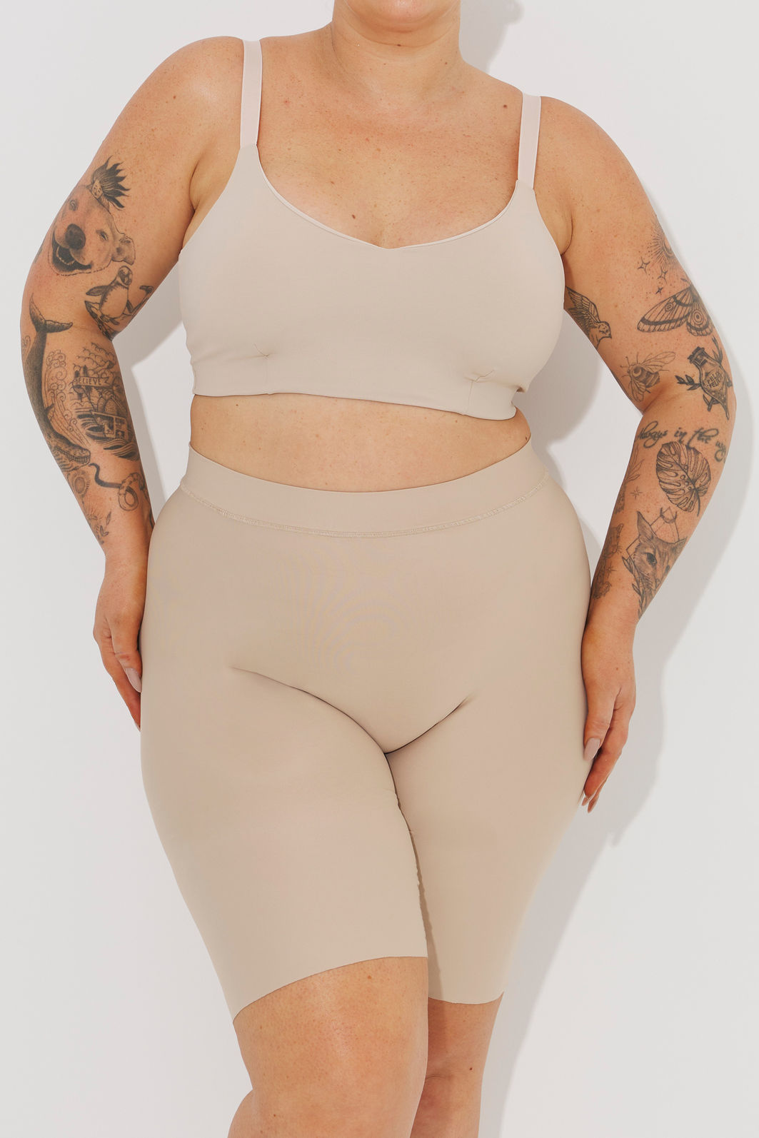 Bermuda Antiatrito Soft Touch Plus Size Bege