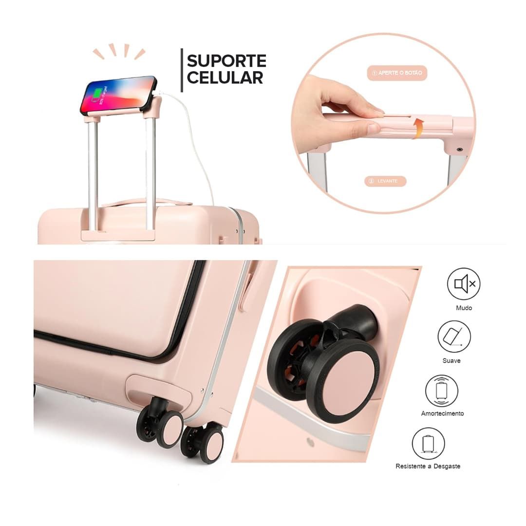 Kit de Mala Pequena de Bordo 10 kg Bélgica Rosa, Kit Frascos 7 Pecas, Organizador Sapato, Organizador Colorful Life e Home Spray Aroma`loa