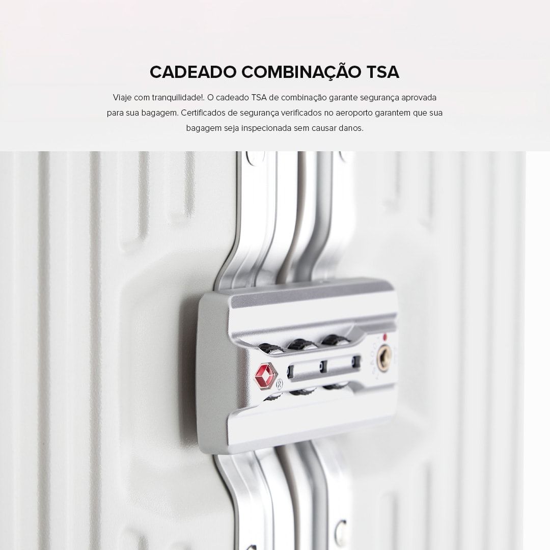 Mala de Viagem Grande 32kg Policarbonato ABS Noruega Maloa Branco