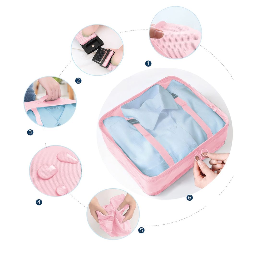 Kit de Mala Pequena de Bordo 10 kg Bélgica Rosa, Kit Frascos 7 Pecas, Organizador Sapato, Organizador Colorful Life e Home Spray Aroma`loa