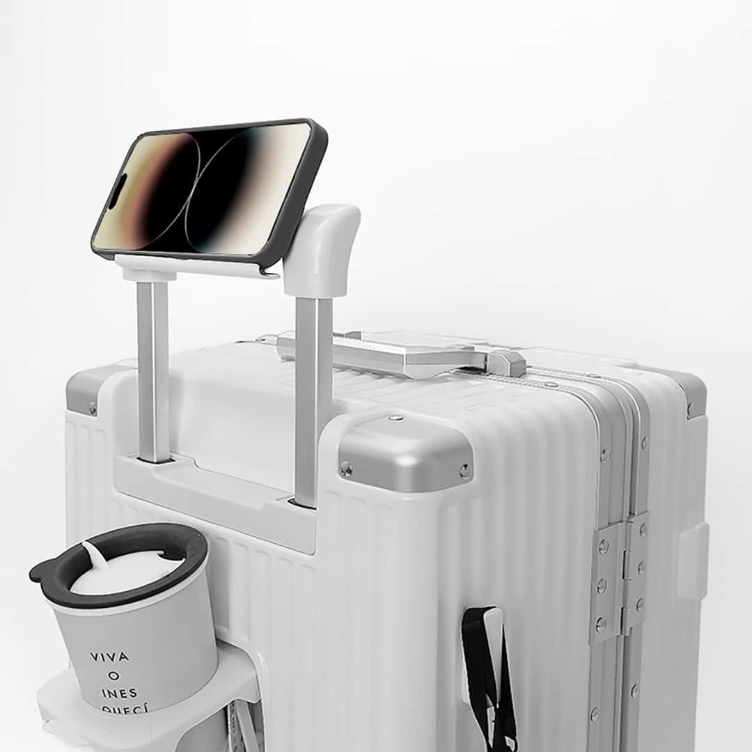 Kit de Mala Pequena 10 kg Holanda Preto e Branco com Organizador de Mala Laundry Pouch Preto e Rosa