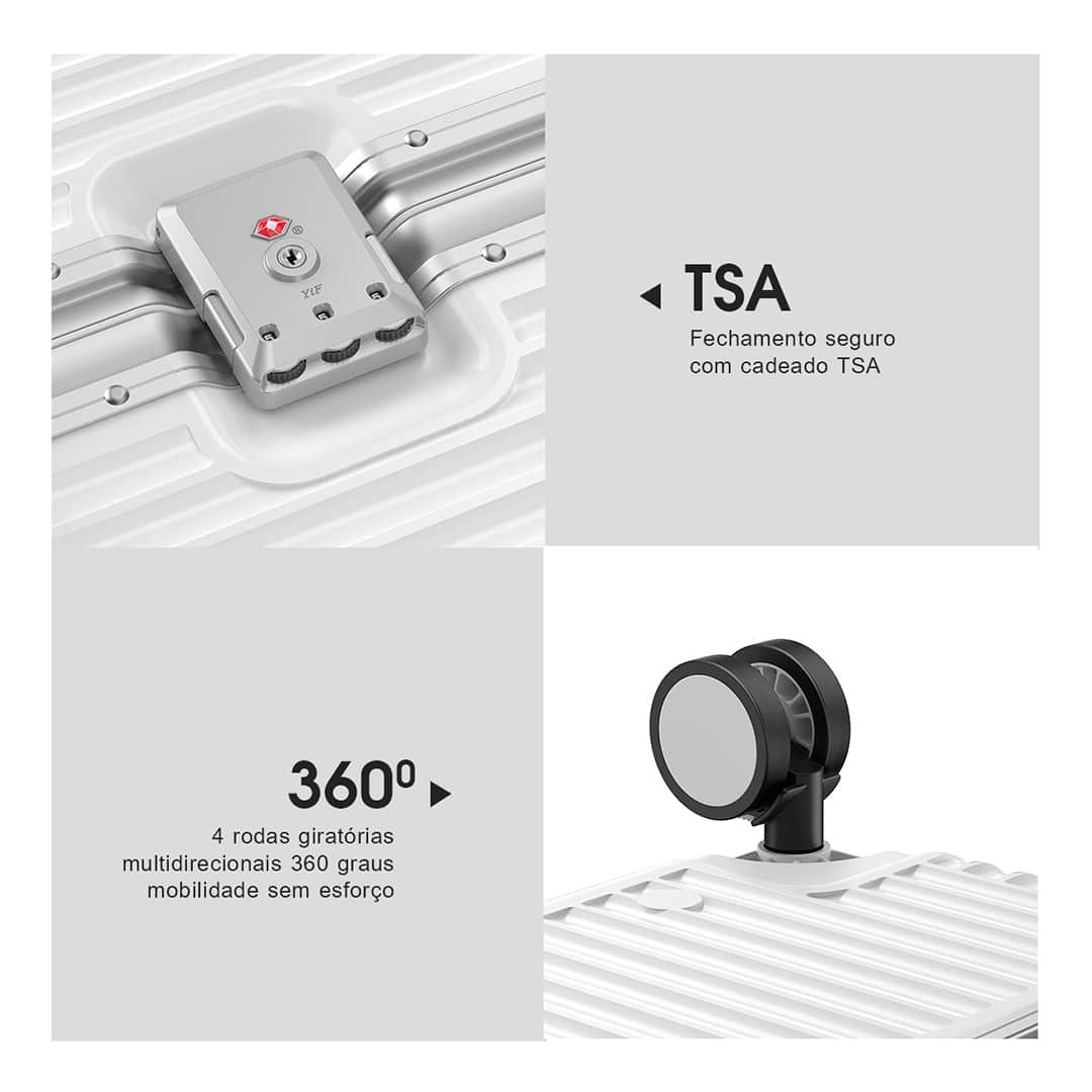 Kit de Mala Pequena 10 kg Holanda Preto e Branco com Organizador de Mala Laundry Pouch Preto e Rosa