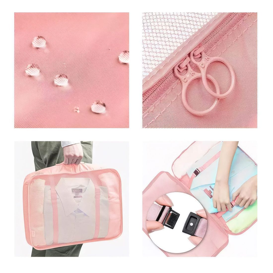 Kit de Mala Pequena de Bordo 10 kg Bélgica Rosa, Kit Frascos 7 Pecas, Organizador Sapato, Organizador Colorful Life e Home Spray Aroma`loa