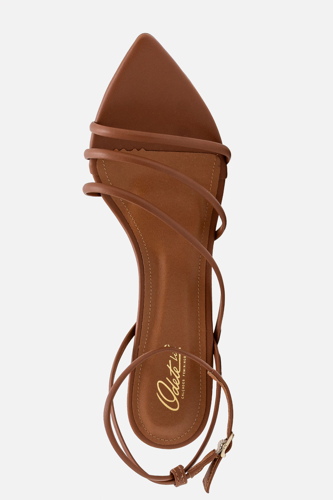 Sandália com Tiras Finas e Salto Taça Caramelo Sandália com Tiras Finas e Salto Taça Caramelo