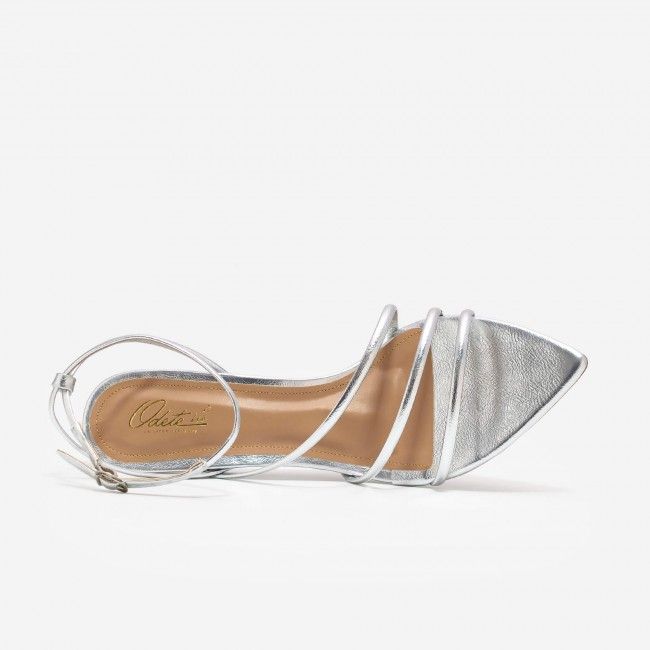 Sandália Metalizado com Tiras Finas e Salto Taça Prata Sandália Metalizado com Tiras Finas e Salto Taça Prata