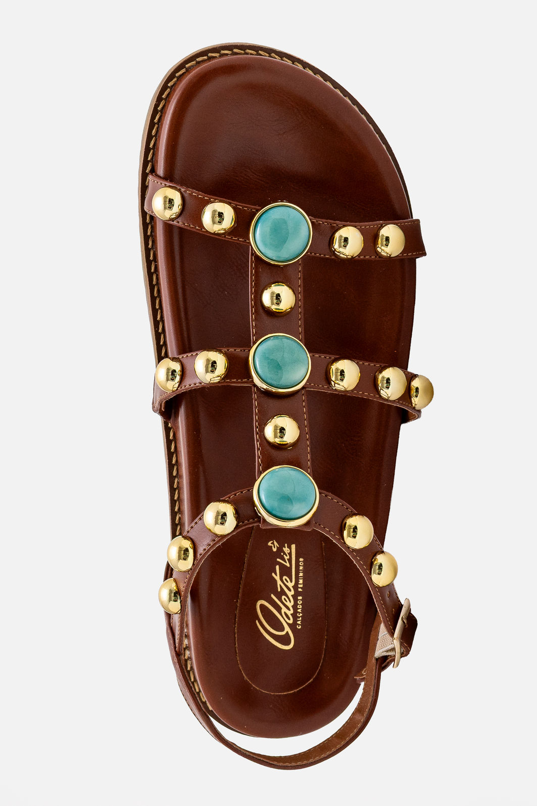 Papete com Pedras Azuis e Esferas Cromadas Tostado Papete com Pedras Azuis e Esferas Cromadas Tostado