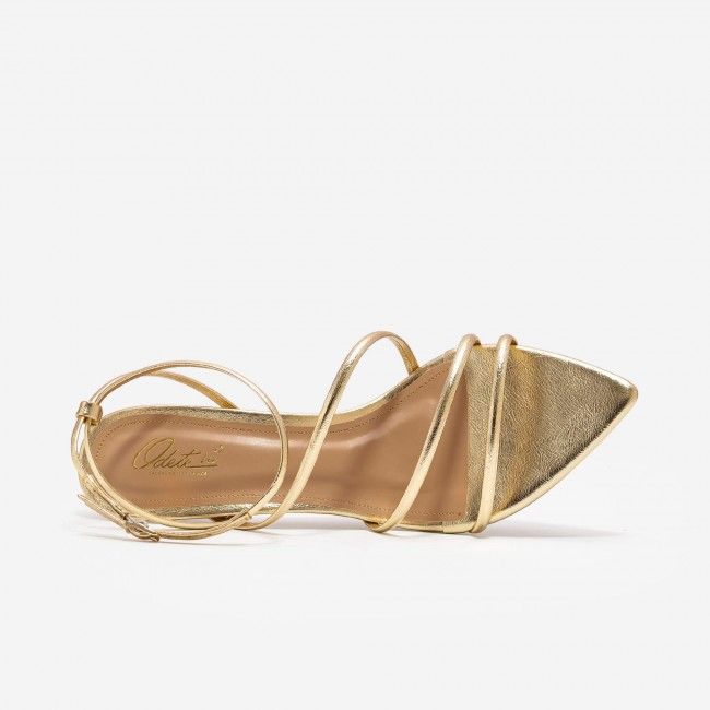 Sandália Metalizado com Tiras Finas e Salto Taça Champagne Sandália Metalizado com Tiras Finas e Salto Taça Champagne