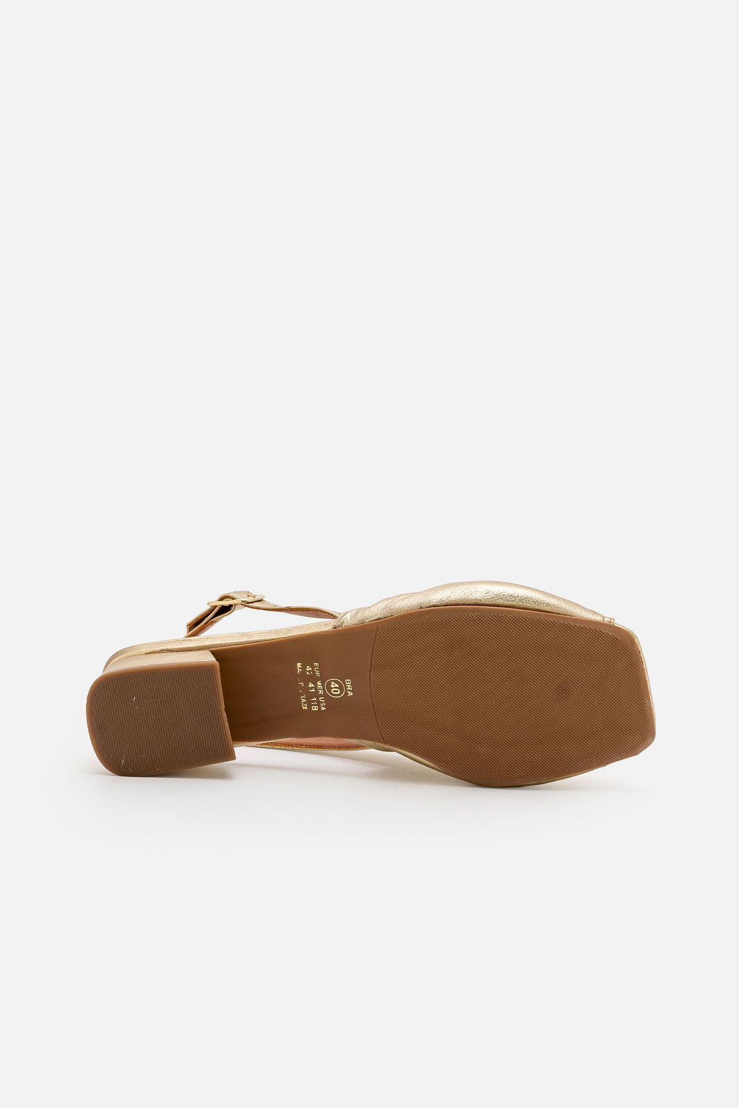 Sandália em Couro Elegante com Salto Baixo Champagne Sandália em Couro Elegante com Salto Baixo Champagne