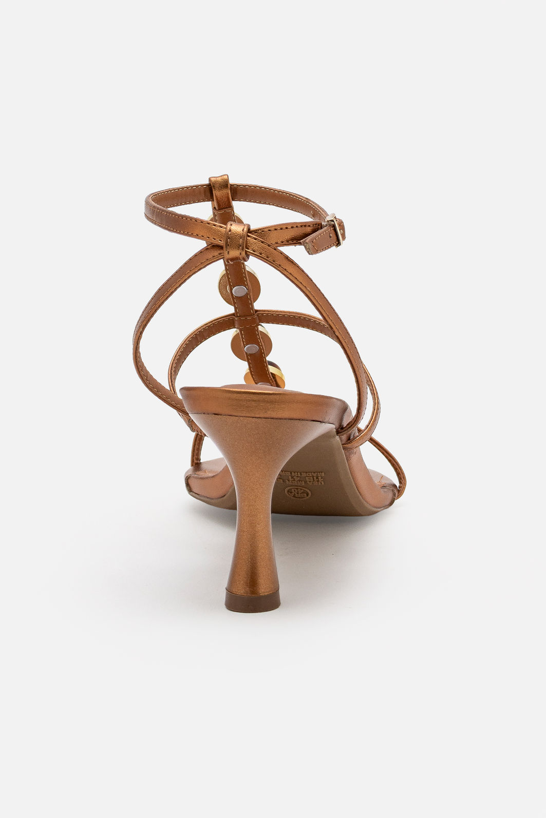 Sandália Delicada com Pedras e Salto Taça Bronze Sandália Delicada com Pedras e Salto Taça Bronze