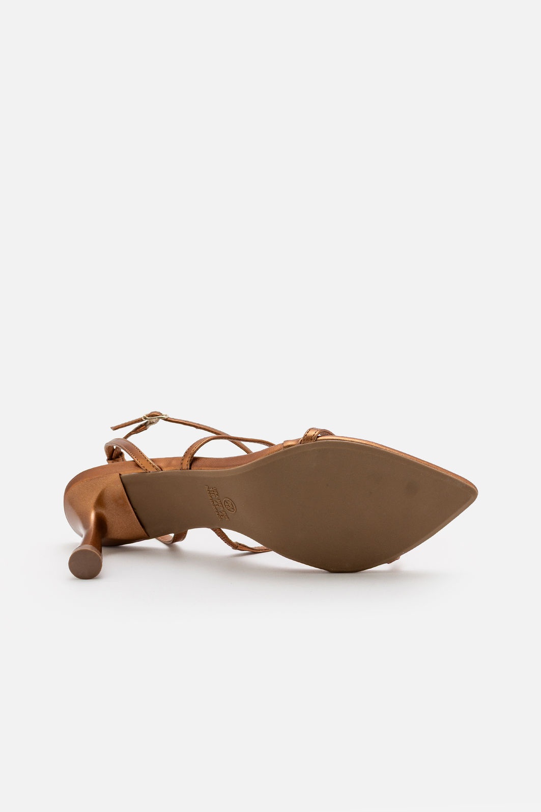 Sandália Delicada com Pedras e Salto Taça Bronze Sandália Delicada com Pedras e Salto Taça Bronze