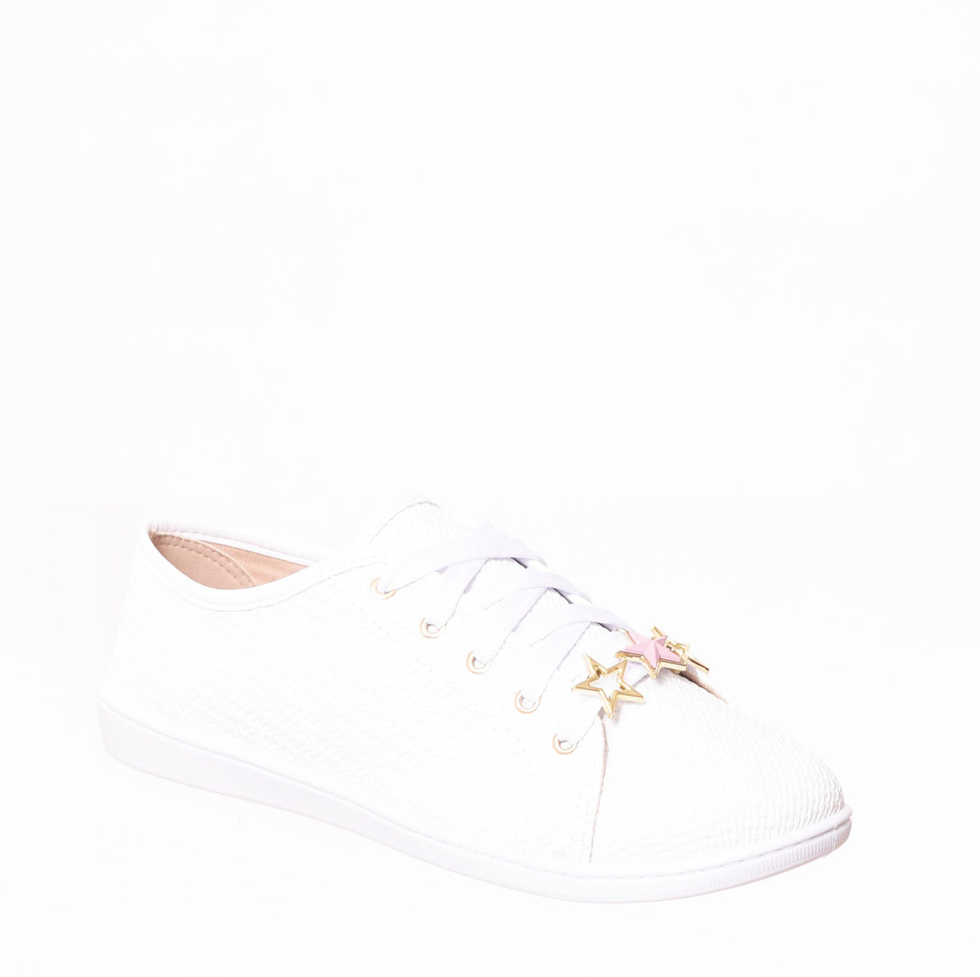Tênis Moleca Detalhe Estrelas Tressê Branco Tênis Moleca Detalhe Estrelas Tressê Branco