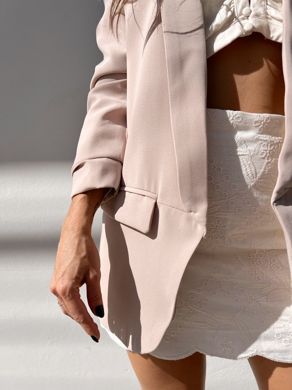 Blazer Alfaiataria Forrado Lilian Manga 7/8 Hummus