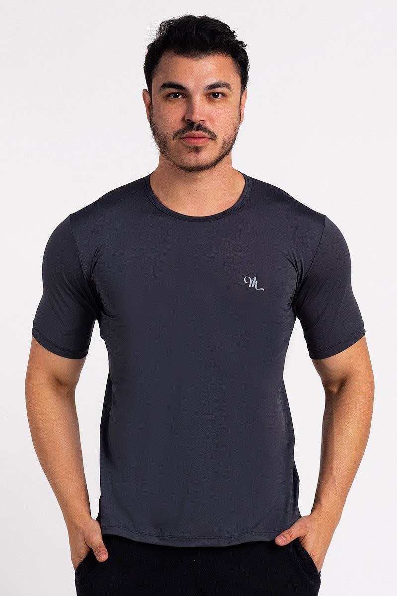 Camiseta Proteção Solar UV DRY Manga Curta Masculina Chumbo Camiseta Proteção Solar UV DRY Manga Curta Masculina Chumbo