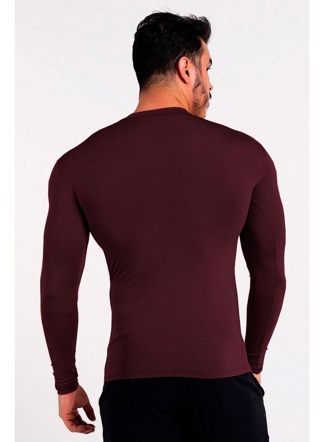 Camiseta Térmica Manga Longa Masculina Peluciada Bordo Camiseta Térmica Manga Longa Masculina Peluciada Bordo
