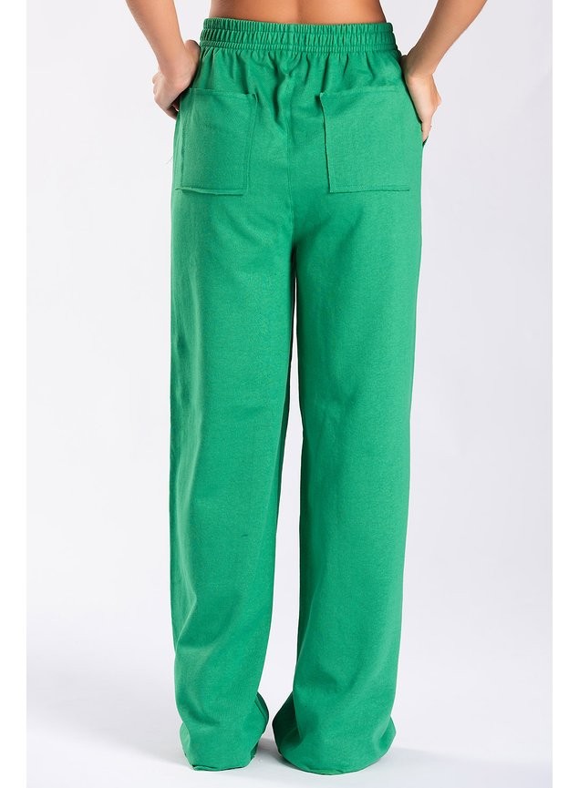 Calça Wide Leg Moletom Peluciada Verde Bandeira Calça Wide Leg Moletom Peluciada Verde Bandeira