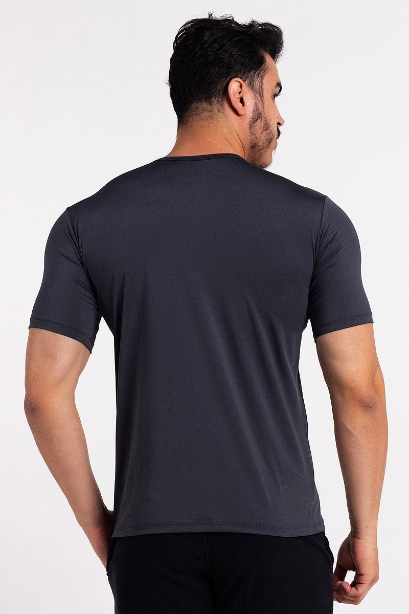 Camiseta Proteção Solar UV DRY Manga Curta Masculina Chumbo Camiseta Proteção Solar UV DRY Manga Curta Masculina Chumbo