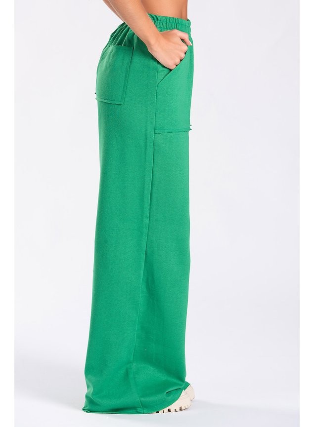 Calça Wide Leg Moletom Peluciada Verde Bandeira Calça Wide Leg Moletom Peluciada Verde Bandeira