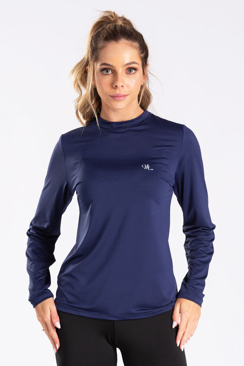 Camiseta Térmica Manga Longa Feminina Peluciada Marinho Camiseta Térmica Manga Longa Feminina Peluciada Marinho