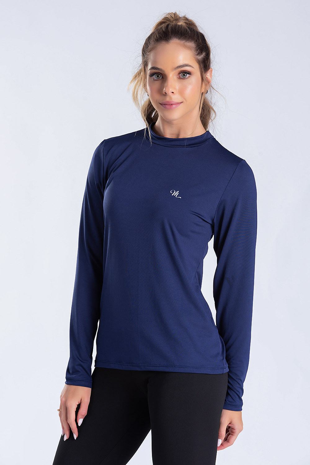 Camiseta Térmica Manga Longa Feminina Peluciada Marinho Camiseta Térmica Manga Longa Feminina Peluciada Marinho