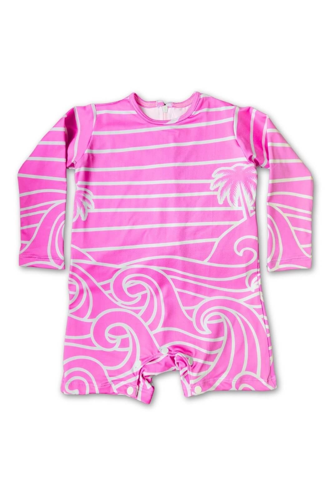 Macacão Praia Bebê Proteção Solar UV 50+ Manga Longa Rosa Beach On Macacão Praia Bebê Proteção Solar UV 50+ Manga Longa Rosa Beach On
