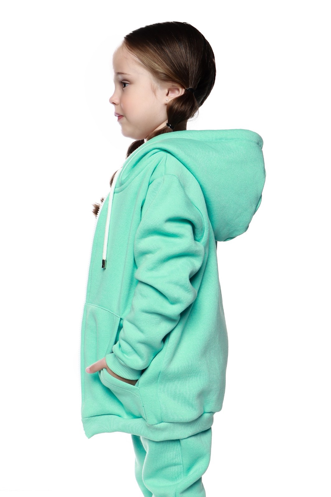 Casaco Infantil Moletom Felpado Zíper e Capuz Verde Menta Casaco Infantil Moletom Felpado Zíper e Capuz Verde Menta