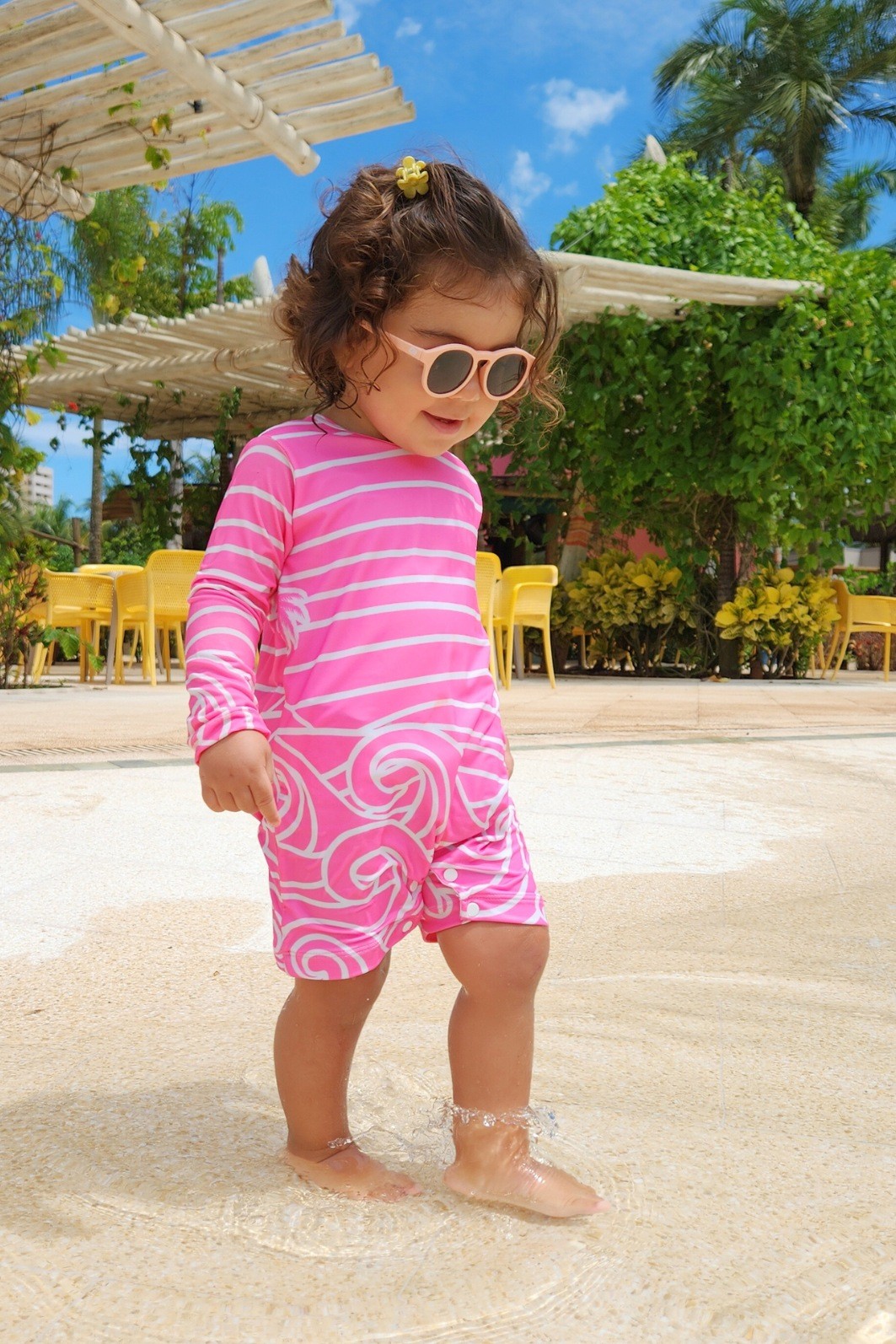 Macacão Praia Bebê Proteção Solar UV 50+ Manga Longa Rosa Beach On Macacão Praia Bebê Proteção Solar UV 50+ Manga Longa Rosa Beach On