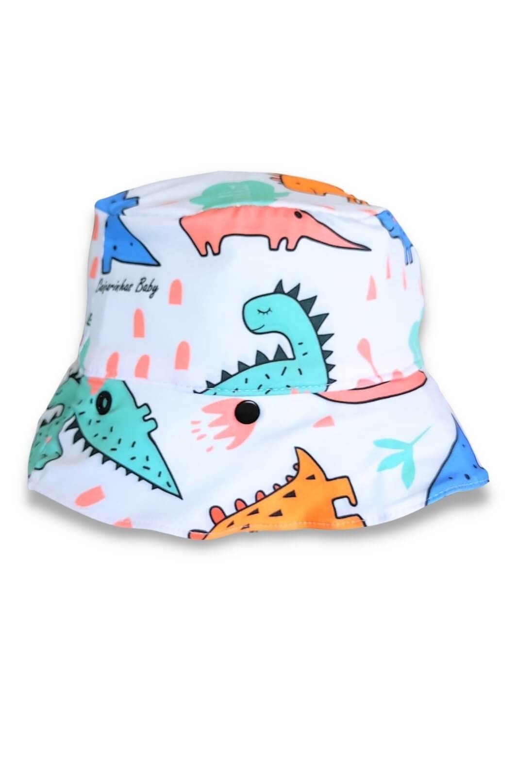 Chapéu infantil Proteção Solar UV 50+ Dupla Face Praia e Piscina Branco Dinossauros Chapéu infantil Proteção Solar UV 50+ Dupla Face Praia e Piscina Branco Dinossauros