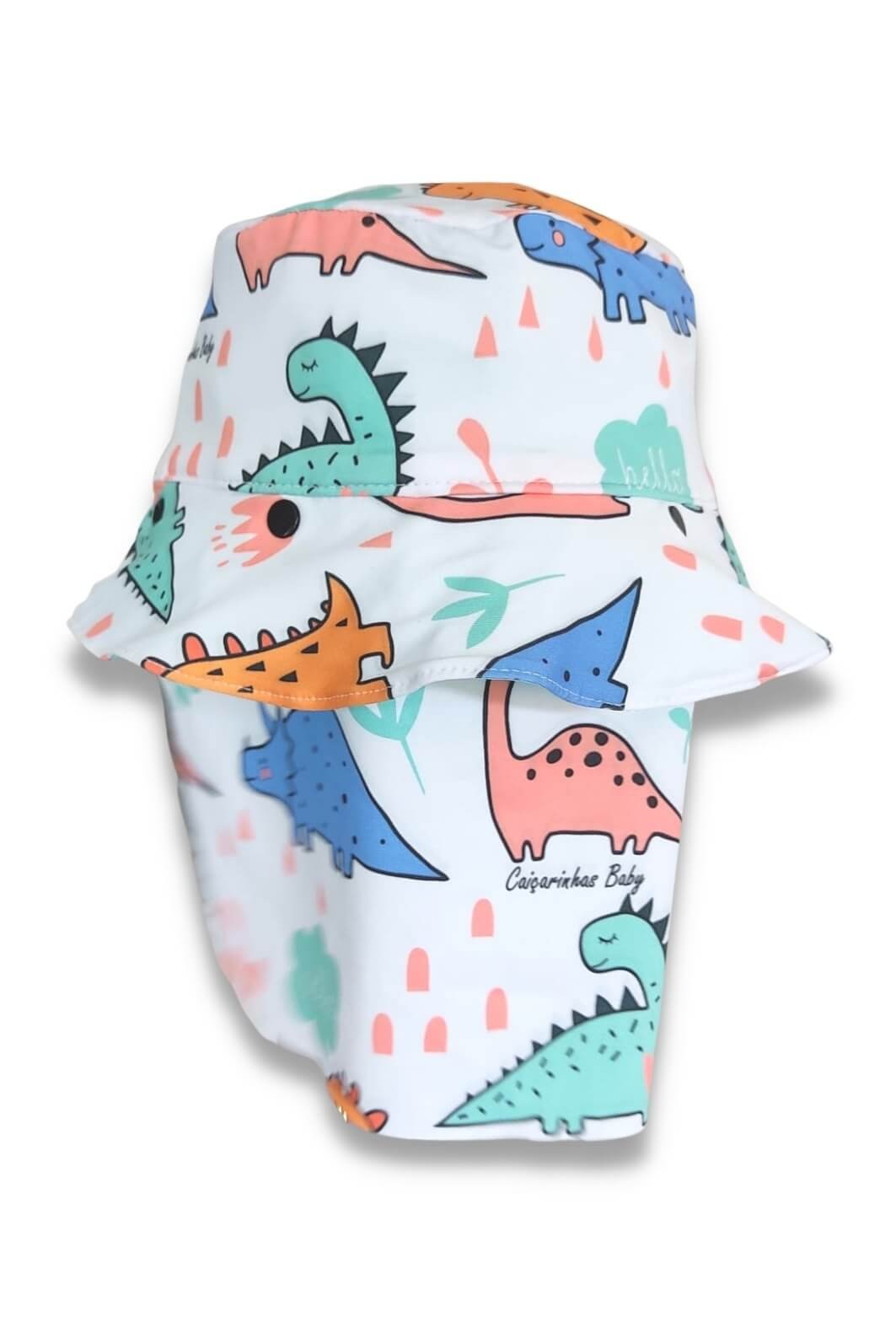 Chapéu infantil Proteção Solar UV 50+ Dupla Face Praia e Piscina Branco Dinossauros Chapéu infantil Proteção Solar UV 50+ Dupla Face Praia e Piscina Branco Dinossauros