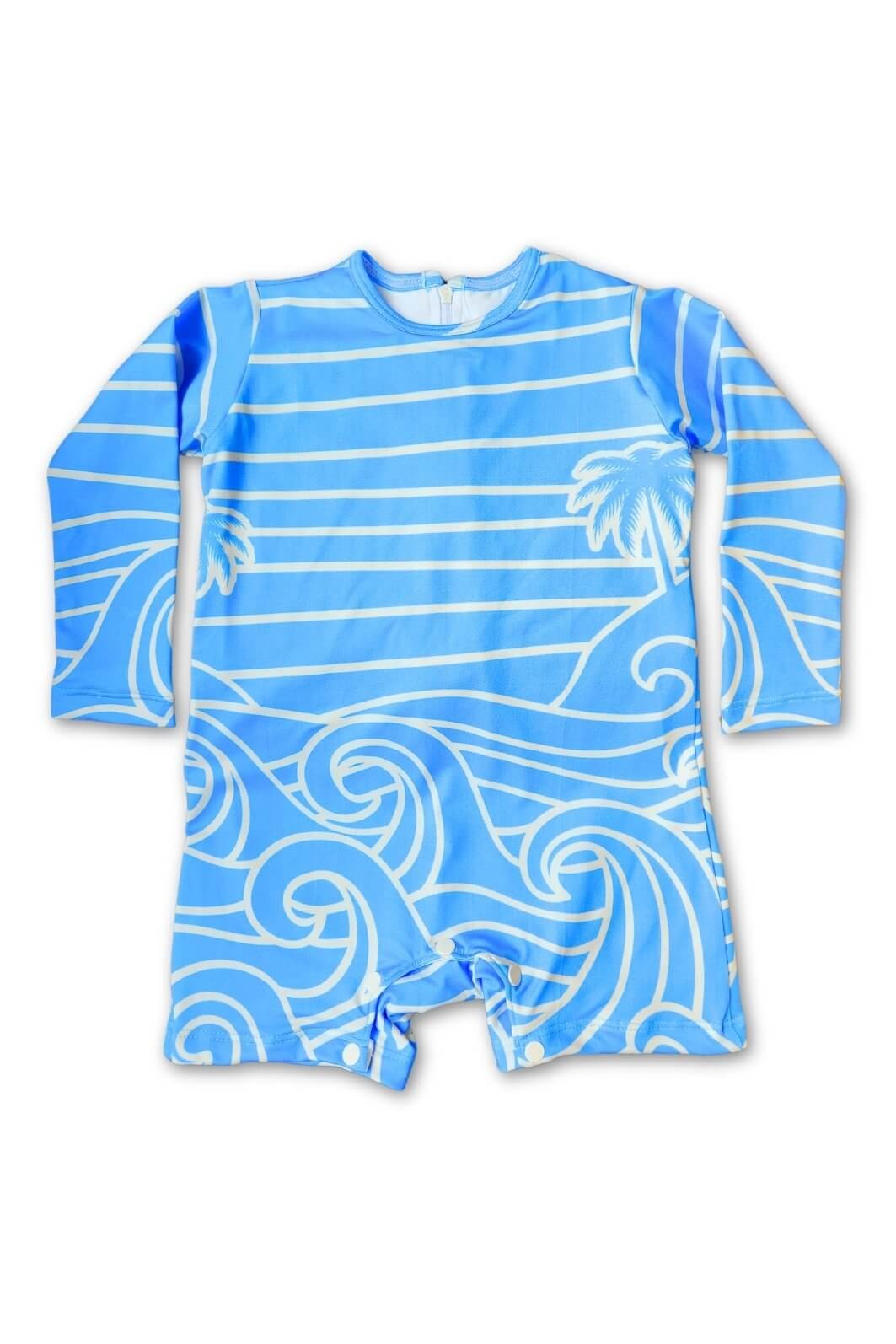 Macacão Praia Bebê Proteção Solar UV 50+ Manga Longa Azul Beach On Macacão Praia Bebê Proteção Solar UV 50+ Manga Longa Azul Beach On