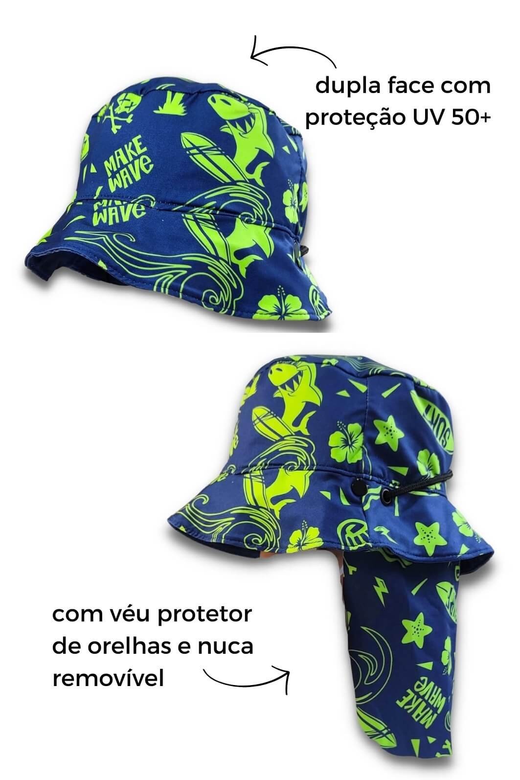 Kit Macacão Uv 50+ Praia e Sol + chapéu dupla face Kit Macacão Uv 50+ Praia e Sol + chapéu dupla face