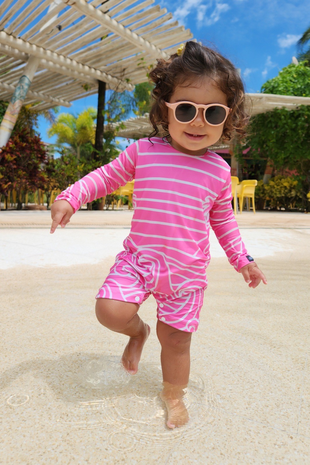 Macacão Praia Bebê Proteção Solar UV 50+ Manga Longa Rosa Beach On Macacão Praia Bebê Proteção Solar UV 50+ Manga Longa Rosa Beach On