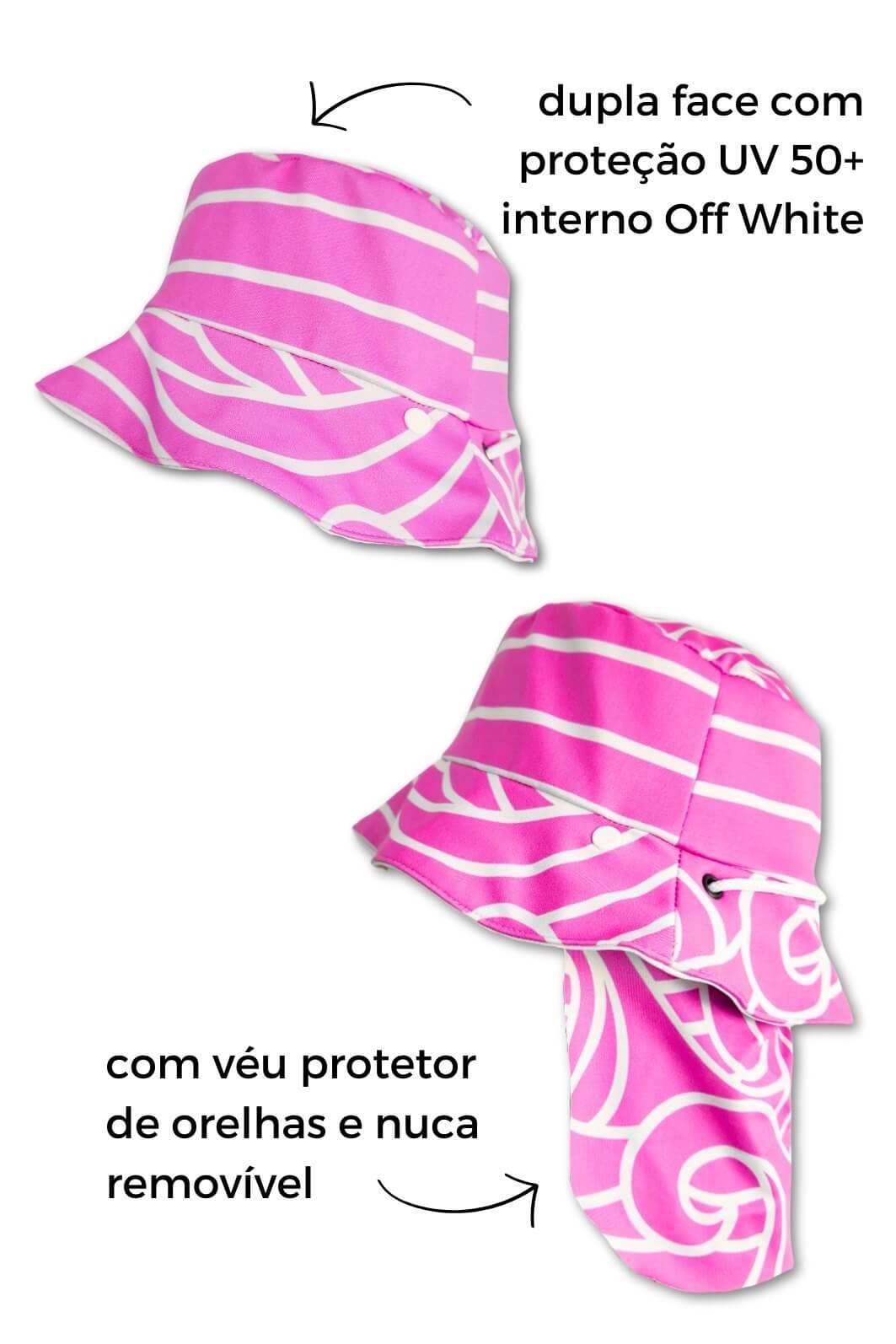 Chapéu infantil Proteção Solar UV 50+ Dupla Face Praia e Piscina Rosa Beach On Chapéu infantil Proteção Solar UV 50+ Dupla Face Praia e Piscina Rosa Beach On