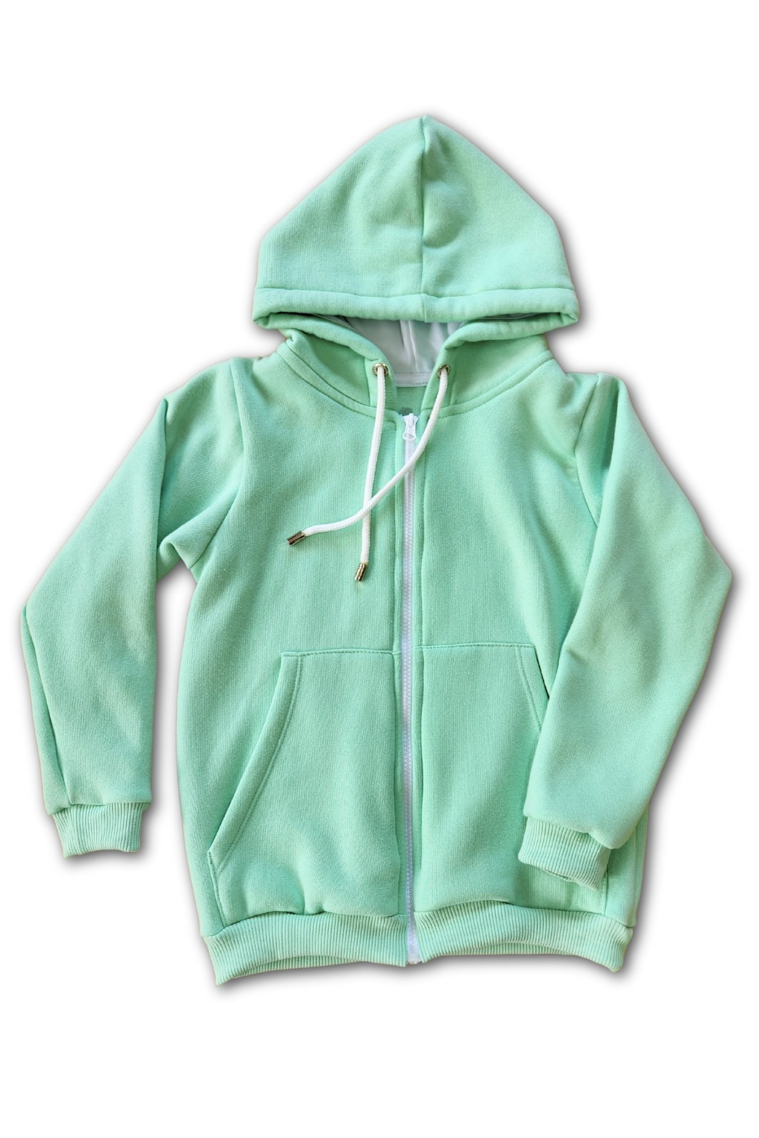 Casaco Infantil Moletom Felpado Zíper e Capuz Verde Menta Casaco Infantil Moletom Felpado Zíper e Capuz Verde Menta