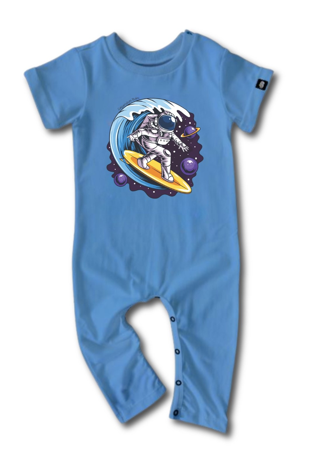 Macacão Bebê Longo Manga Curta Azul New Astro Surf Macacão Bebê Longo Manga Curta Azul New Astro Surf