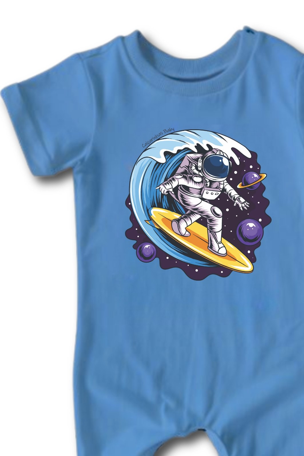 Macacão Bebê Longo Manga Curta Azul New Astro Surf Macacão Bebê Longo Manga Curta Azul New Astro Surf