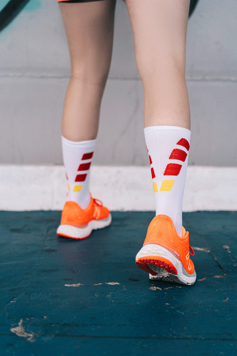 Meia Performance Norden Branco e Vermelho