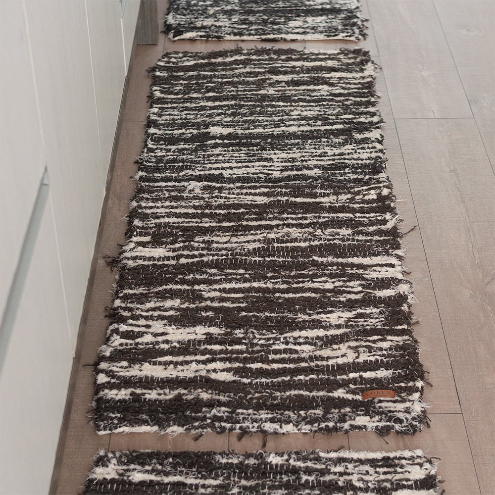 Kit de Tapetes Artesanais Peludos de Algodão Destroied Marrom Kit de Tapetes Artesanais Peludos de Algodão Destroied Marrom