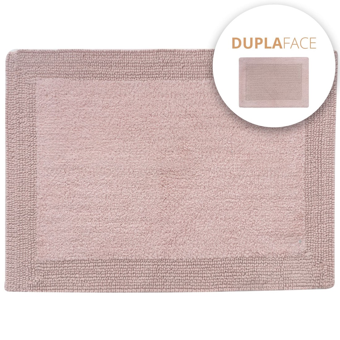 Tapete Dupla Face Indiano de Algodão 50cm x 70cm Rose Tapete Dupla Face Indiano de Algodão 50cm x 70cm Rose