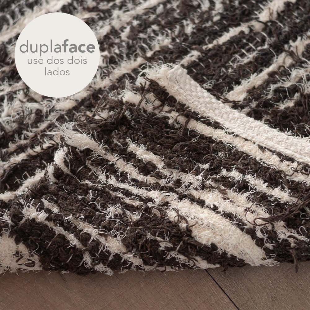 Kit de Tapetes Artesanais Peludos de Algodão Destroied Marrom Kit de Tapetes Artesanais Peludos de Algodão Destroied Marrom