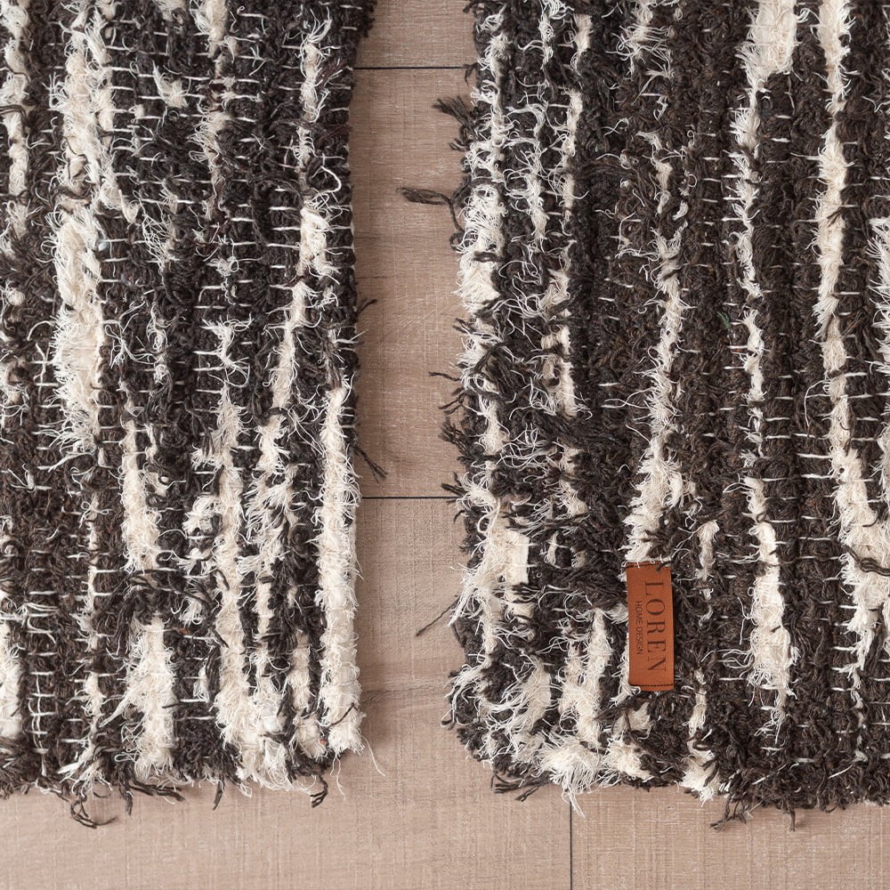 Kit de Tapetes Artesanais Peludos de Algodão Destroied Marrom Kit de Tapetes Artesanais Peludos de Algodão Destroied Marrom
