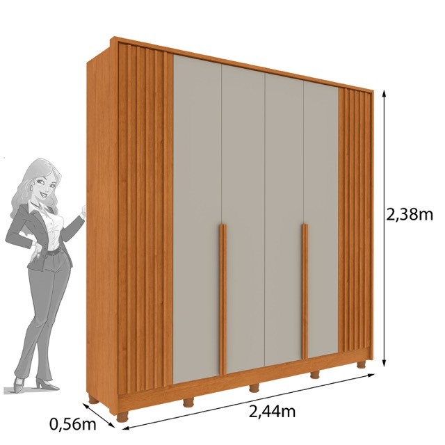 Guarda-Roupa Casal 6 Portas com 4 Gavetas Tcil Guarani – Cinamomo/Off White Guarda-Roupa Casal 6 Portas com 4 Gavetas Tcil Guarani – Cinamomo/Off White