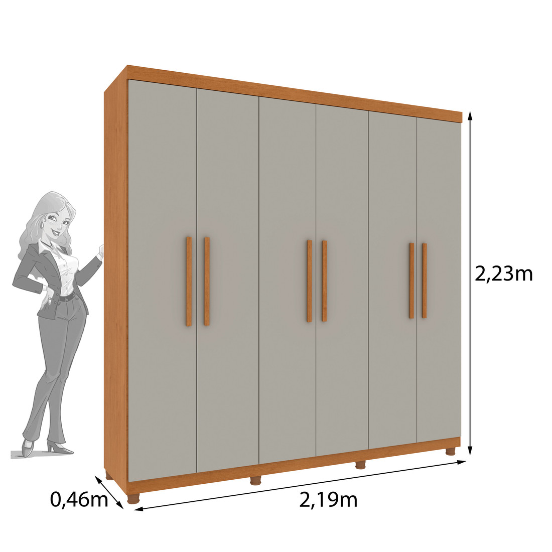 Guarda-Roupa Casal Lagos 6 Portas 4 Gavetas – Tcil Móveis (Cinamomo/Off White) Guarda-Roupa Casal Lagos 6 Portas 4 Gavetas – Tcil Móveis (Cinamomo/Off White)