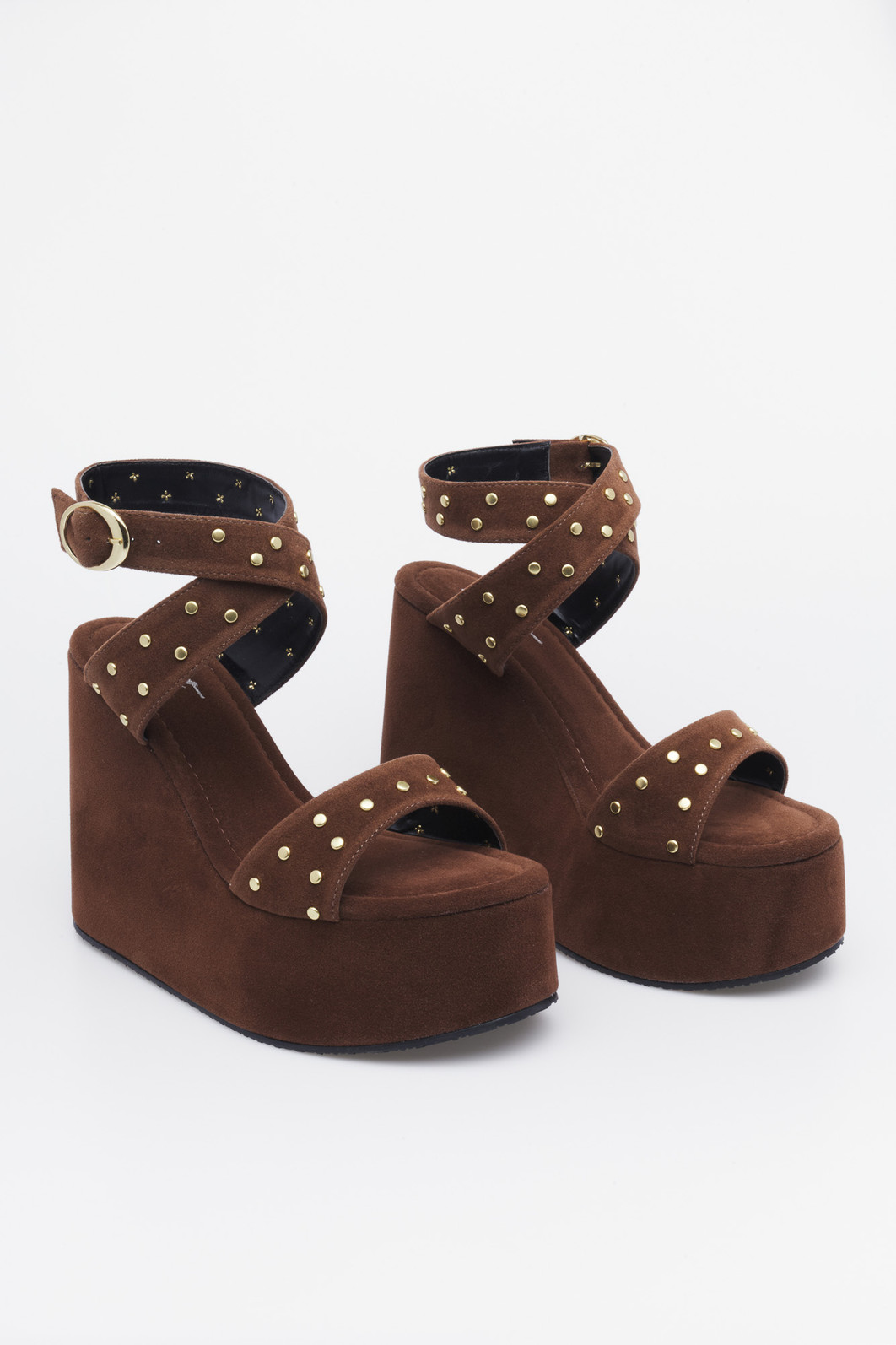 Sandália Amalfi Caramelo MIST – Plataforma Anabela Feminina Sandália Amalfi Caramelo – salto plataforma alto em camurça