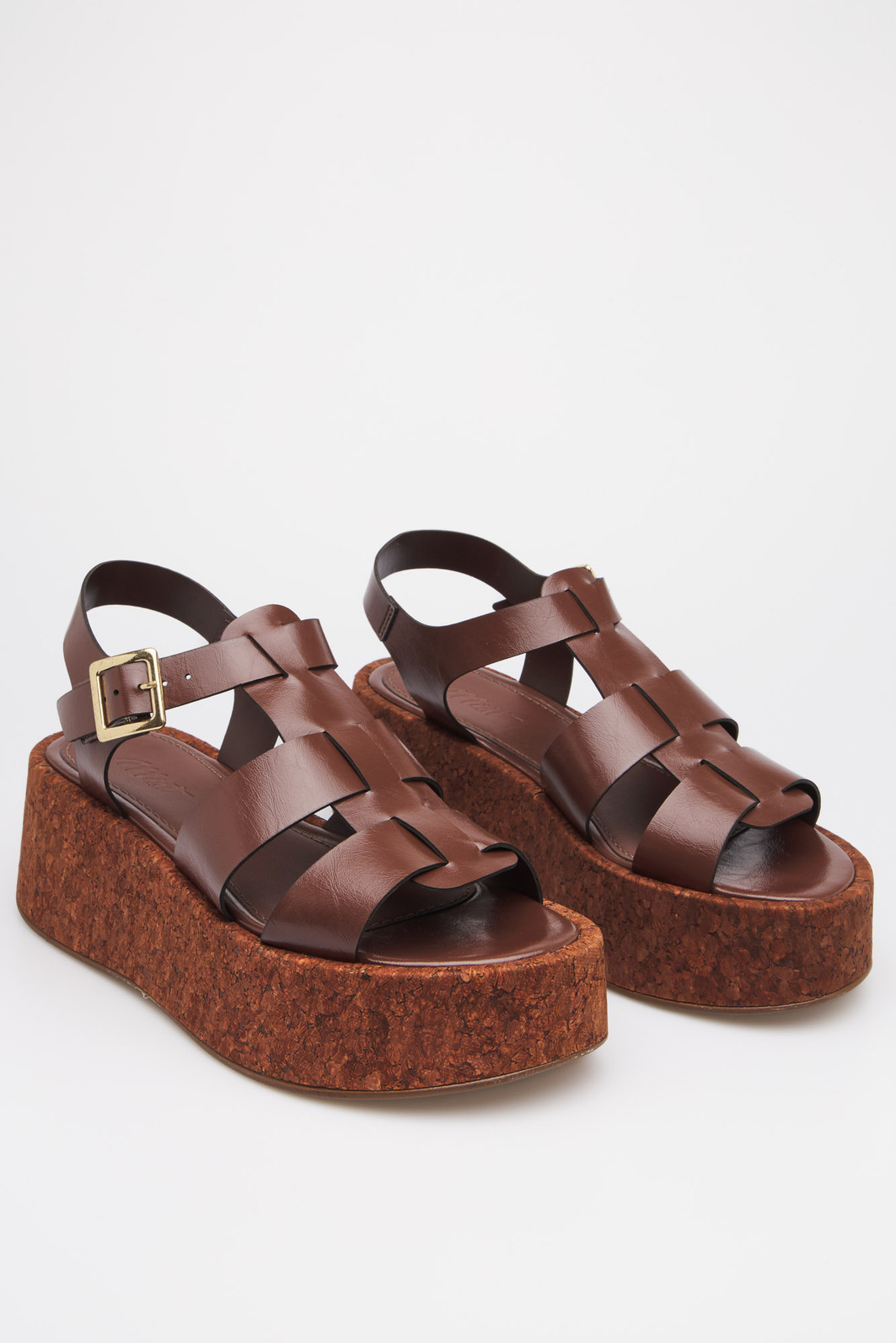 Sandália Marta Café MIST – Plataforma Feminina com Solado de Cortiça Sandália Marta Café - sandália retrô marrom com plataforma e fivela