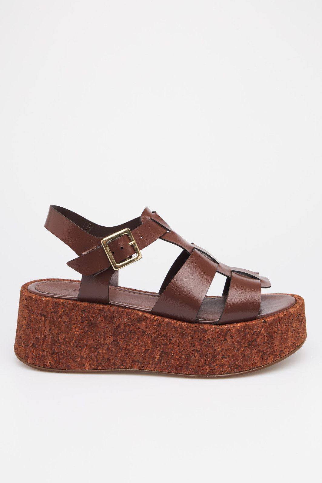 Sandália Marta Café MIST – Plataforma Feminina com Solado de Cortiça Sandália Marta Café - sandália retrô marrom com plataforma e fivela