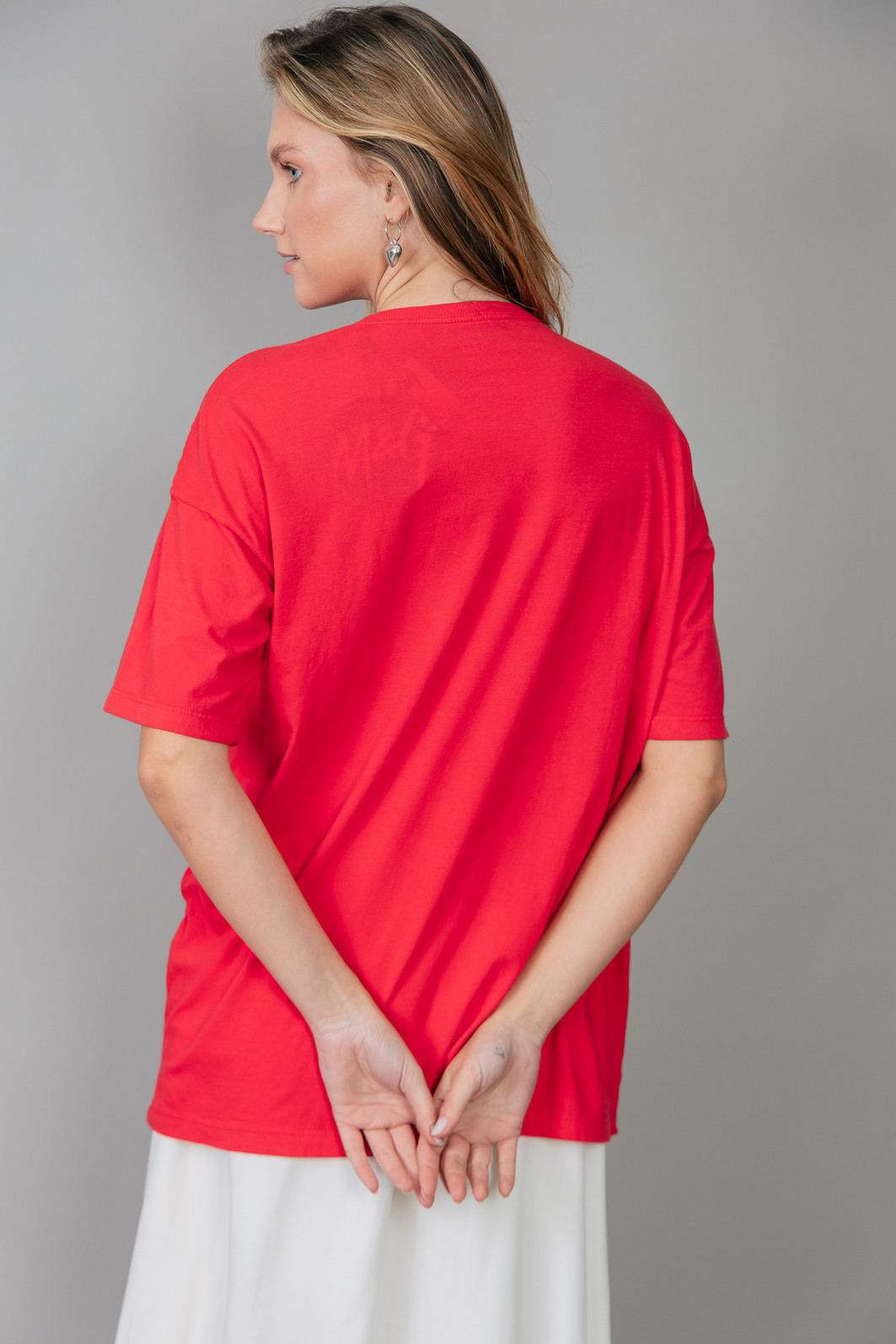 CAMISETA T-SHIRT OVERSIZED VERMELHA HOLLY JOLLY