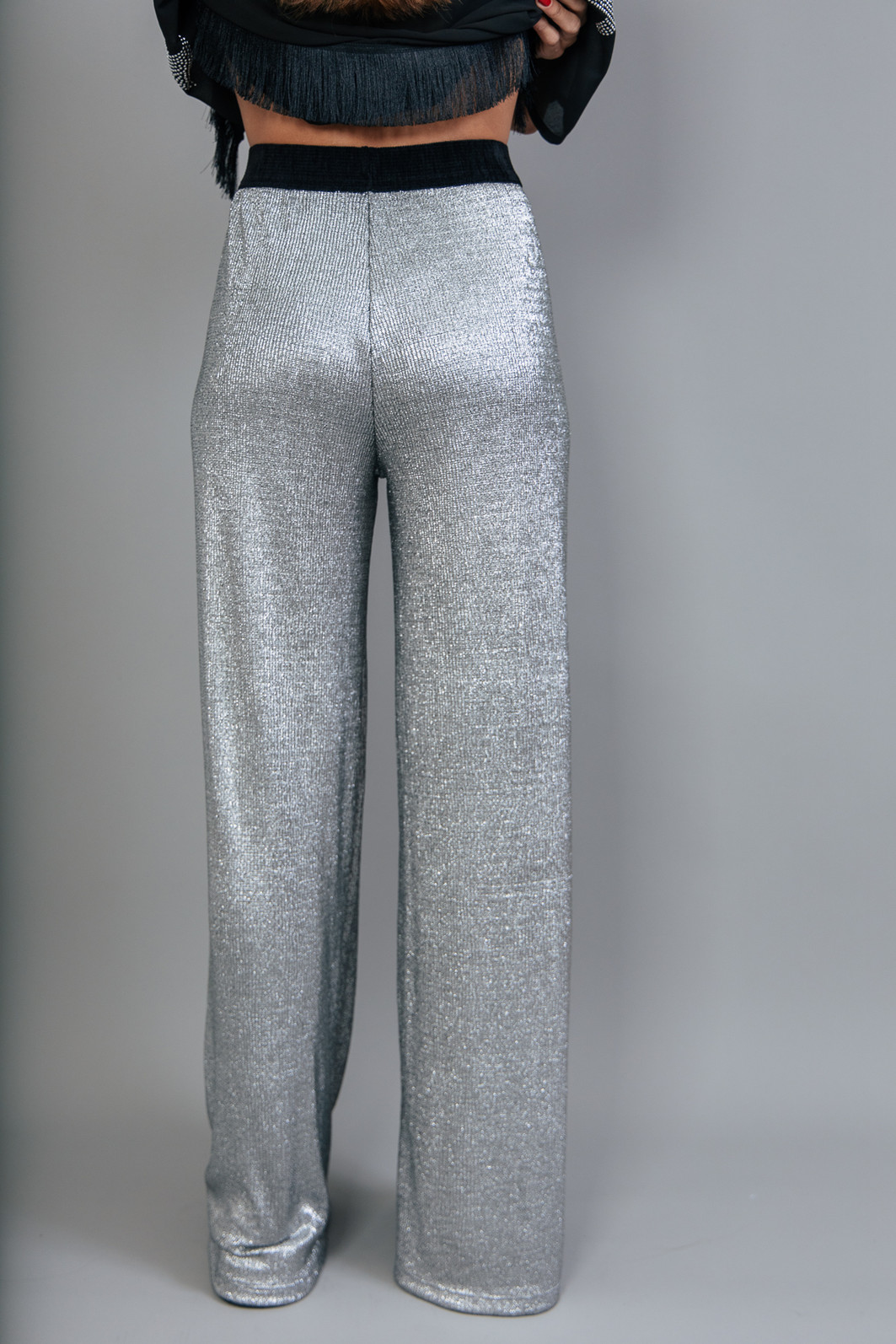 CALÇA PANTALONA COM ELÁSTICO MALHA PRATA CALÇA PANTALONA COM ELÁSTICO MALHA PRATA